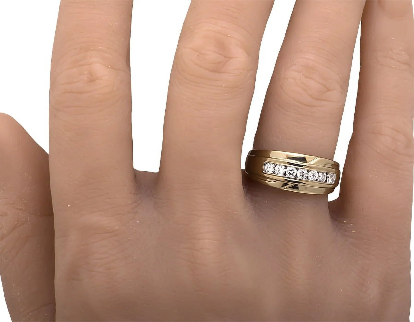 Men's 10K Yellow Gold Diamond Wedding Ring Band 0.50ct X1890