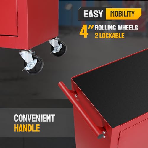 TUFFIOM 5-Drawer Rolling Tool Chest Storage Cabinet with Wheels, Red & Black Y5791