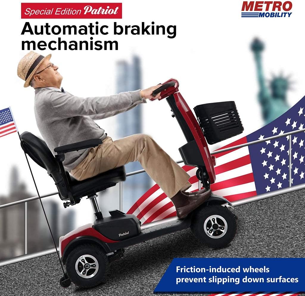 Metro Mobility 4 Wheel Powered Mobility Scooter for Seniors, 300 lbs Capacity, Red H3207