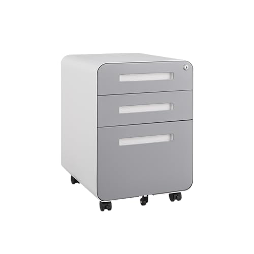 3 Drawer Mobile File Cabinet Under Desk, Black Steel H630659