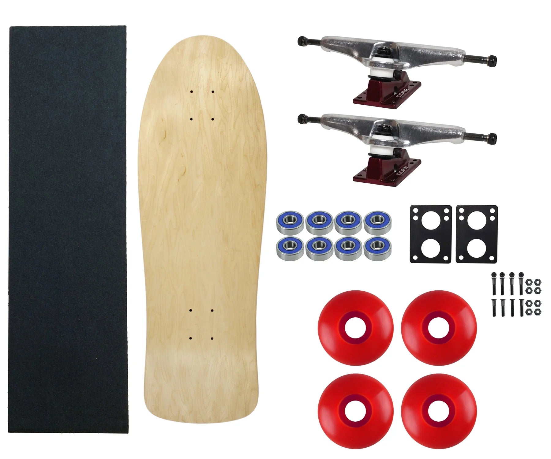 Moose Old School 80's Skateboard Complete 30" Natural with Hollow 7.0 Silver/Red Trucks, 58mm Red Wheels