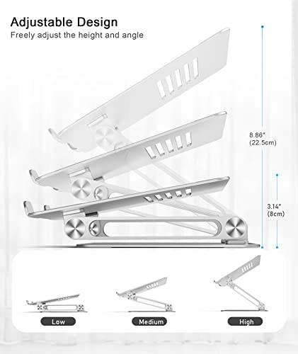 BoYata Laptop Stand, Adjustable Aluminum Riser for Desk, Compatible with MacBook Pro/Air and 15-Inch Laptops P2379