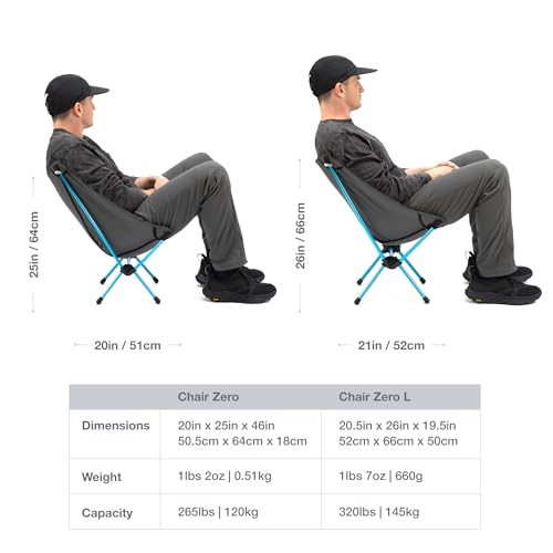 Helinox Chair Zero Ultralight Compact Backpacking Chair, Black Y509254