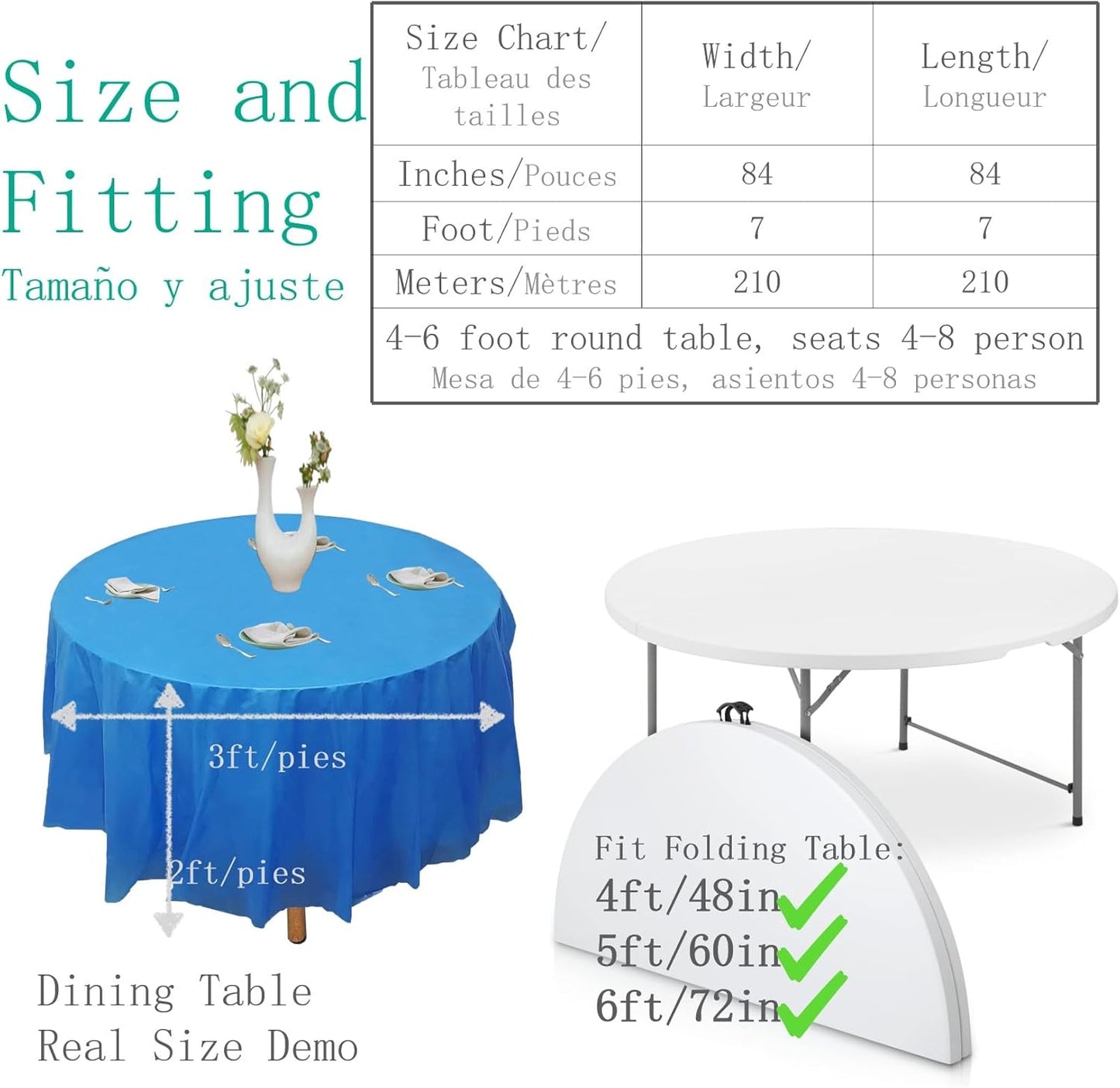 12pk Plastic Round Table Cover 84" Diameter, Royal Blue T13497