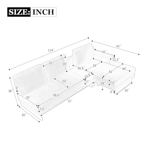 L-Shaped Sectional Sofa with USB Ports and Storage, Grey A35820
