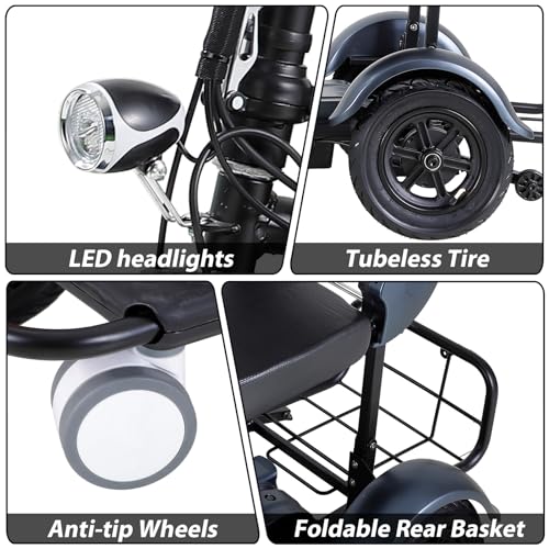 Folding 3-Wheel Mobility Scooter for Adults, 20 Miles Range, Blue Y5062