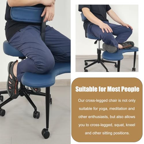 ADHD Office Chair Cross Legged with Foot Rest, Adjustable Ergonomic Stool for Short People (Blue) Z386407
