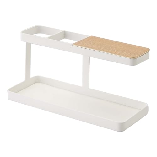 YAMAZAKI home 2299 Desk Bar-Wood & Steel Organizer, White N5608