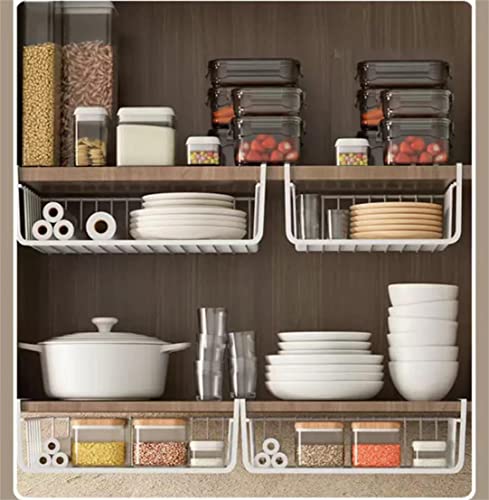 2 Piece Under Shelf Hanging Storage Basket, Metal Organizer for Kitchen Cabinet (Black) Q821