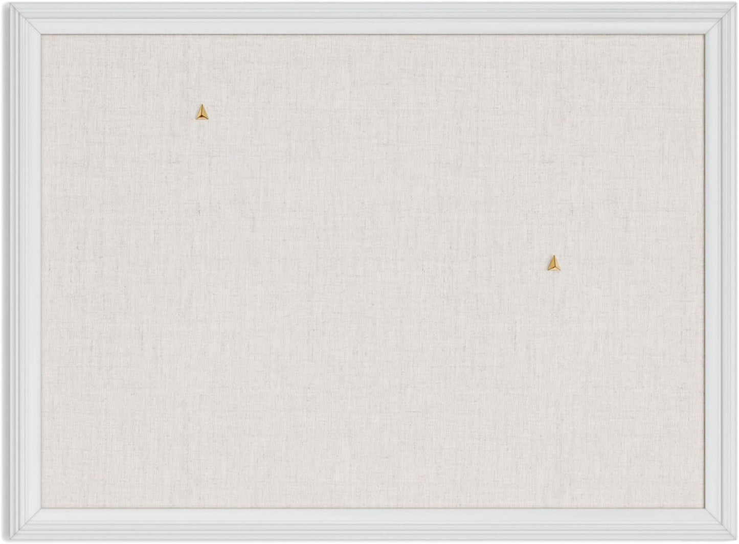 U Brands Farmhouse Linen Bulletin Board, 23"x17", White Wood Style Frame, Industrial Grade Pinning Surface