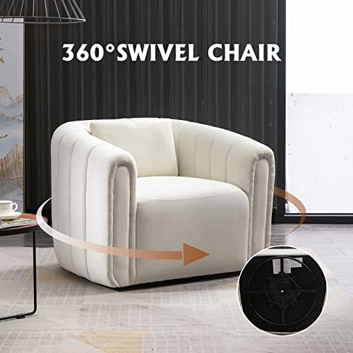 ANJ Swivel Barrel Chair with Plump Pillow, Green V36499