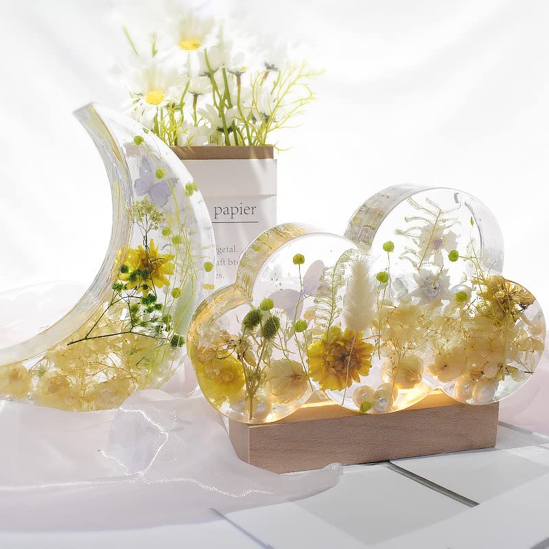 Moon Lights Resin Molds Silicone with Wooden Lighted Base Stand for Epoxy Lamp DIY I718