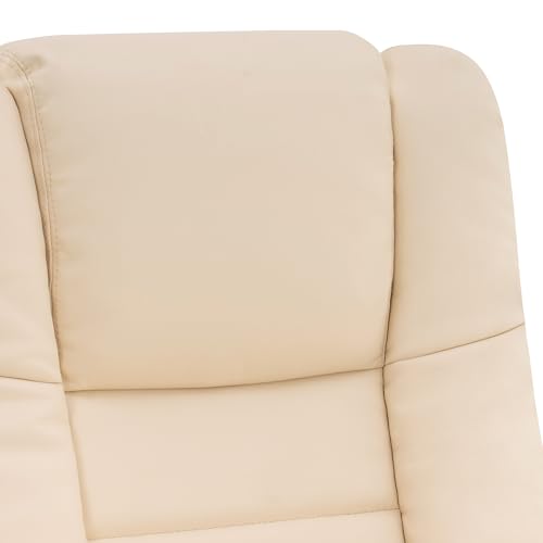 MCombo Recliner with Ottoman, Vibration Massage, Faux Leather Cream White T68744