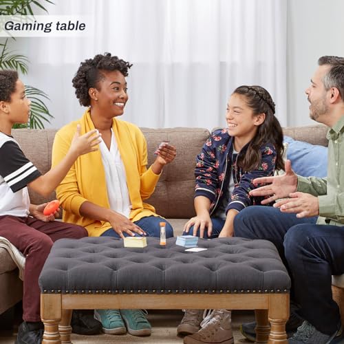 Square Ottoman Coffee Table with Storage Shelf and Solid Wood Legs K655