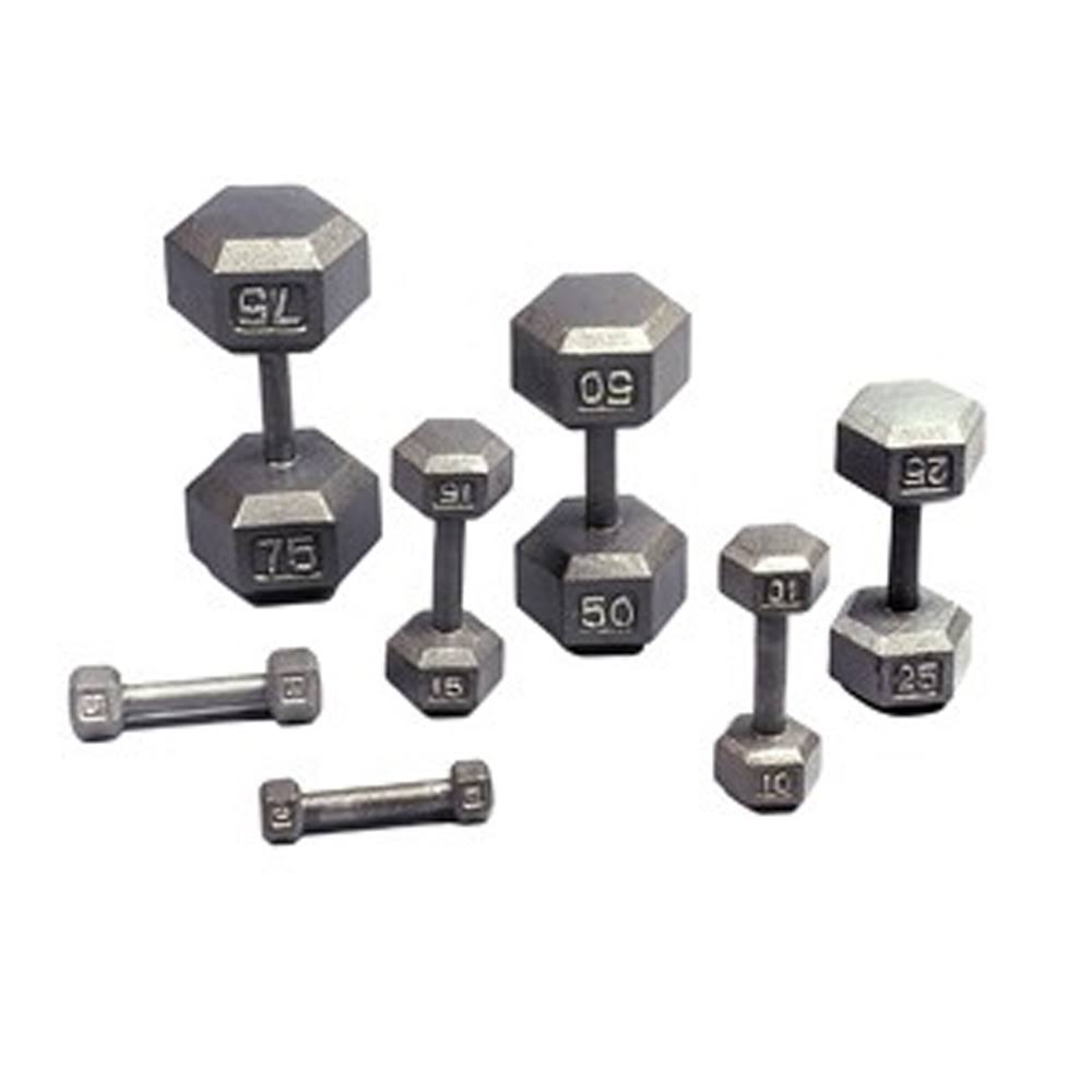 USA Sports Solid Gray Cast Iron Hex Dumbbell - 60 lb