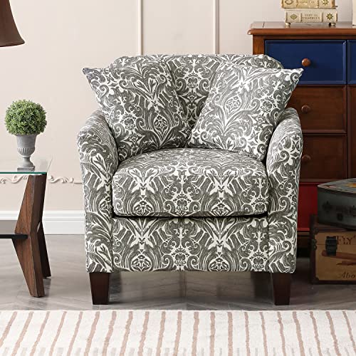 HULALA HOME Floral Accent Chair Comfy Upholstered Armchair with Removable Cushions & 2 Pillows, Fabric Sofa Chair for Living Room Bedroom Office (Indigo, 2PCS)