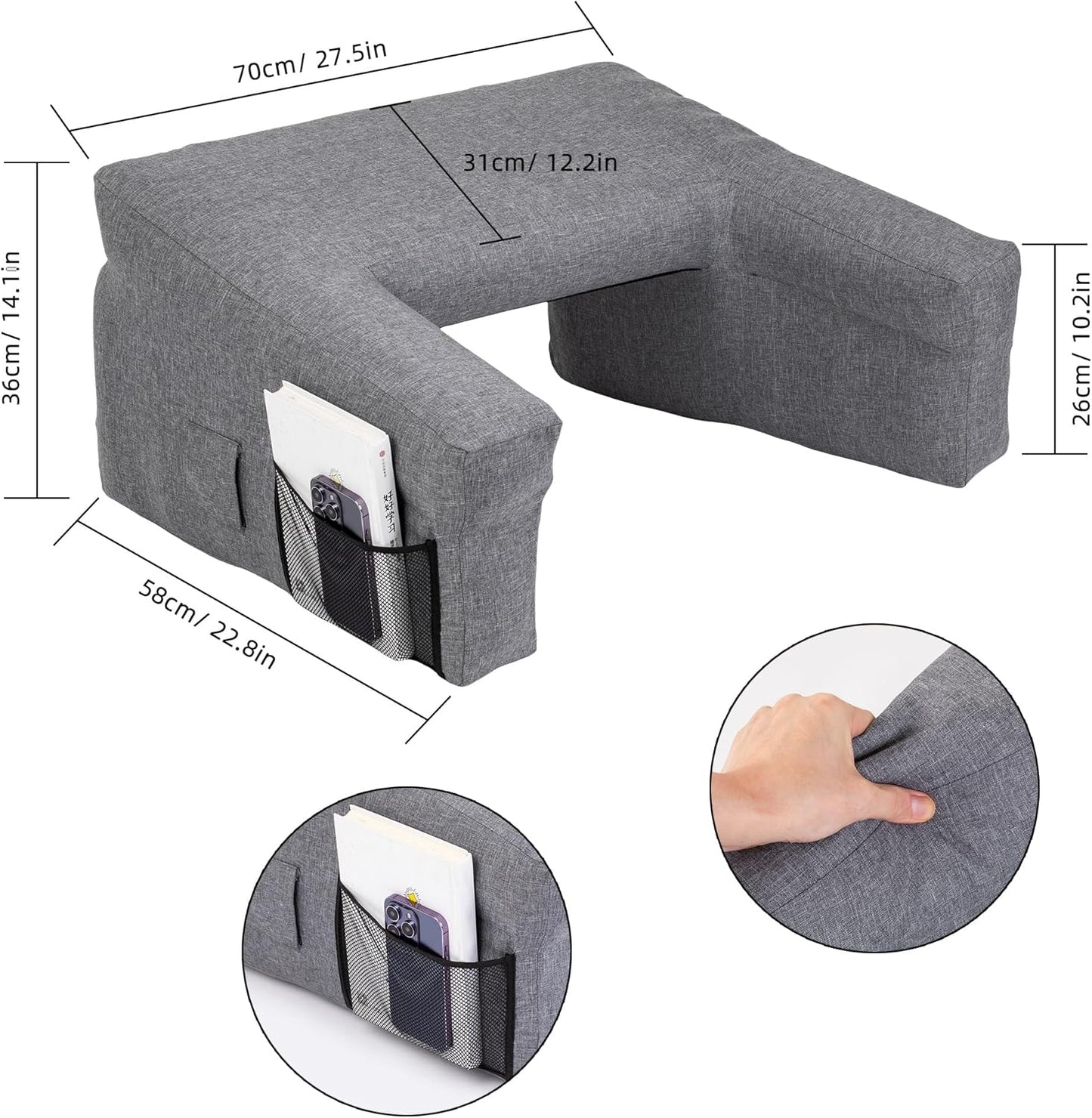Inflatable Reading Pillow with Arm Rest for Bed Gaming S102170