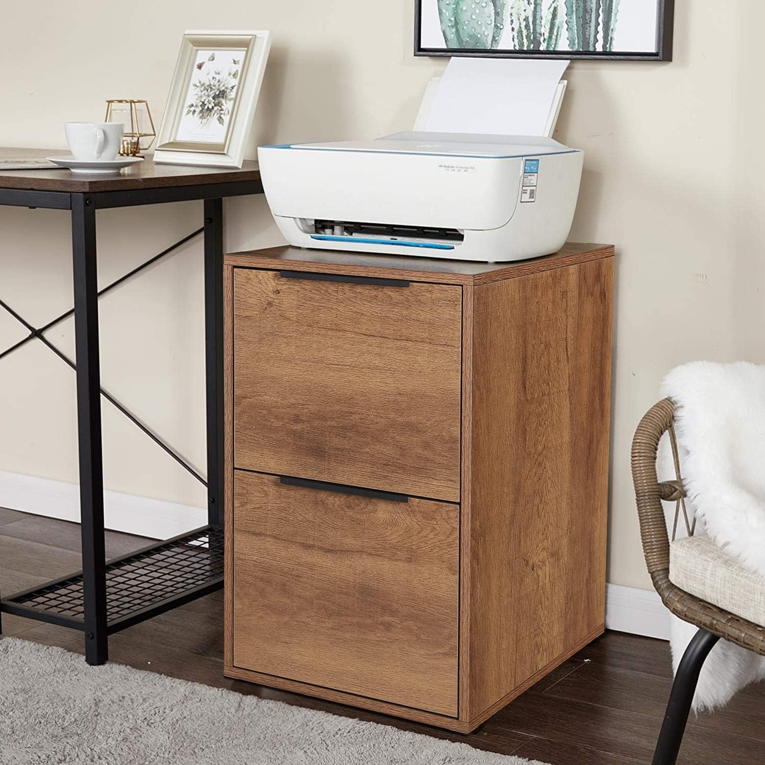 GREATMEET Wood 2 Drawers File Cabinet,Vertical File Cabinet, Melamine Board Wood File Cabinet for Letter Size, Home Office