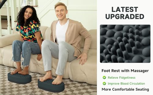 Foot Rest for Under Desk with Foot Massager, Soft Silicone, Gray V42503