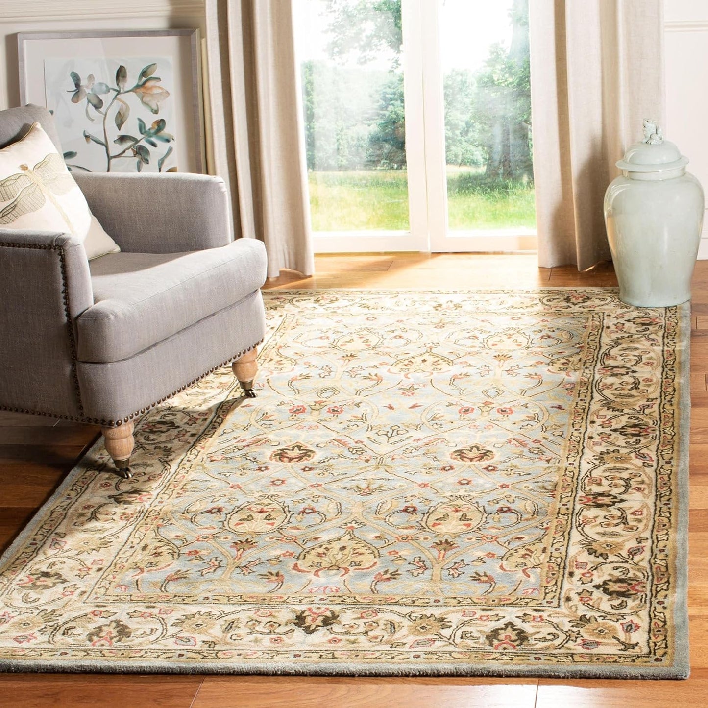 SAFAVIEH Persian Legend Collection Area Rug 9'6" x 13'6" Light Green & Beige Handmade Wool Q331498