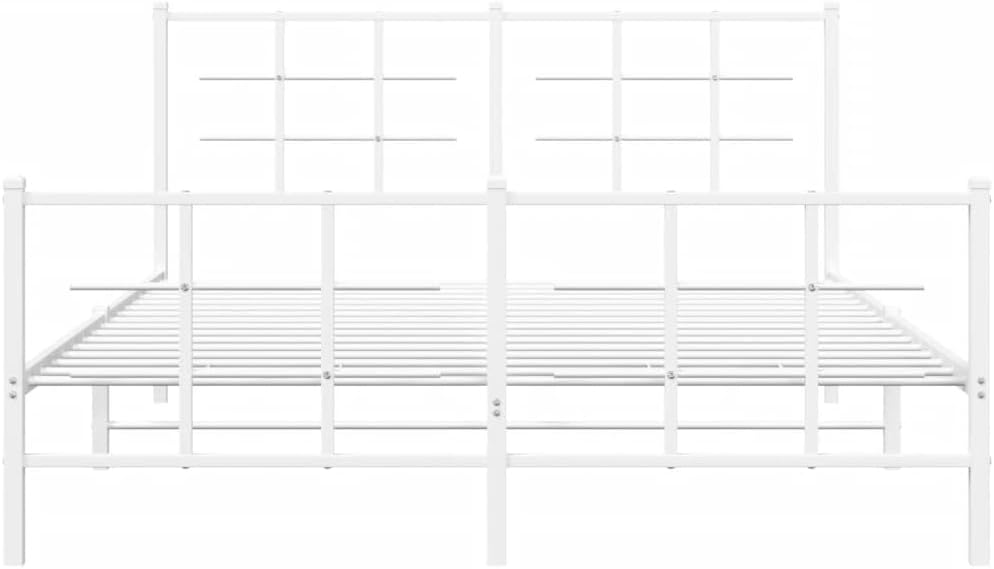 vidaXL White Steel Metal Bed Frame Double with Headboard Footboard A1318