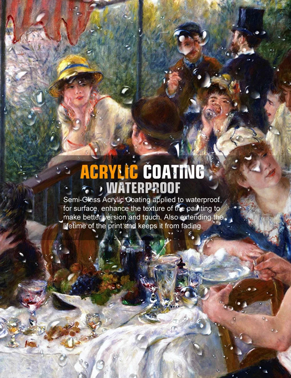 DECORARTS - Luncheon of the Boating Party by Pierre-Auguste Renoir, Giclee Print on Canvas, 18x12" E785