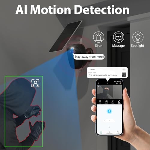 Wireless Outdoor Security Camera 5MP Battery Powered with AI Motion Detection W885