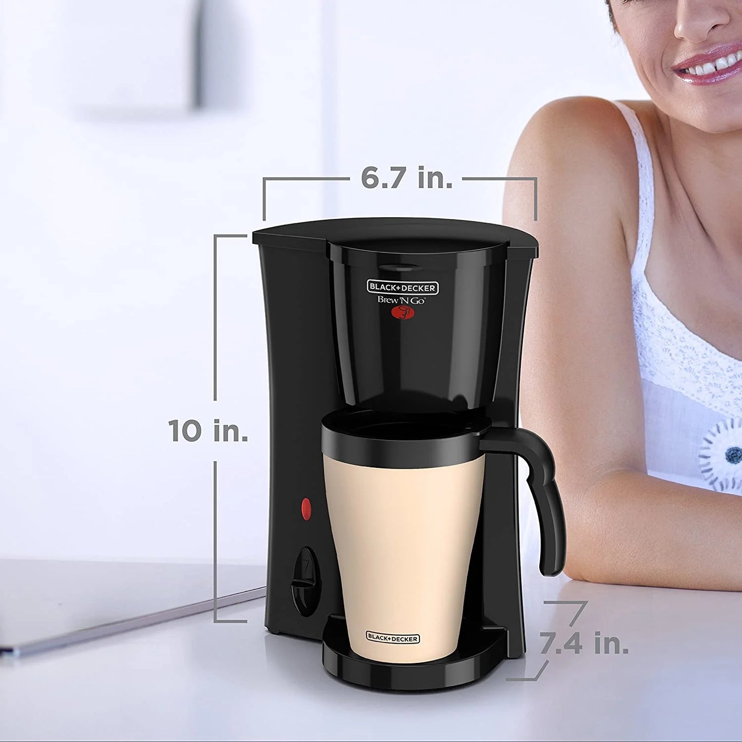BLACK+DECKER Brew 'n Go Personal Coffeemaker with Travel Mug P145