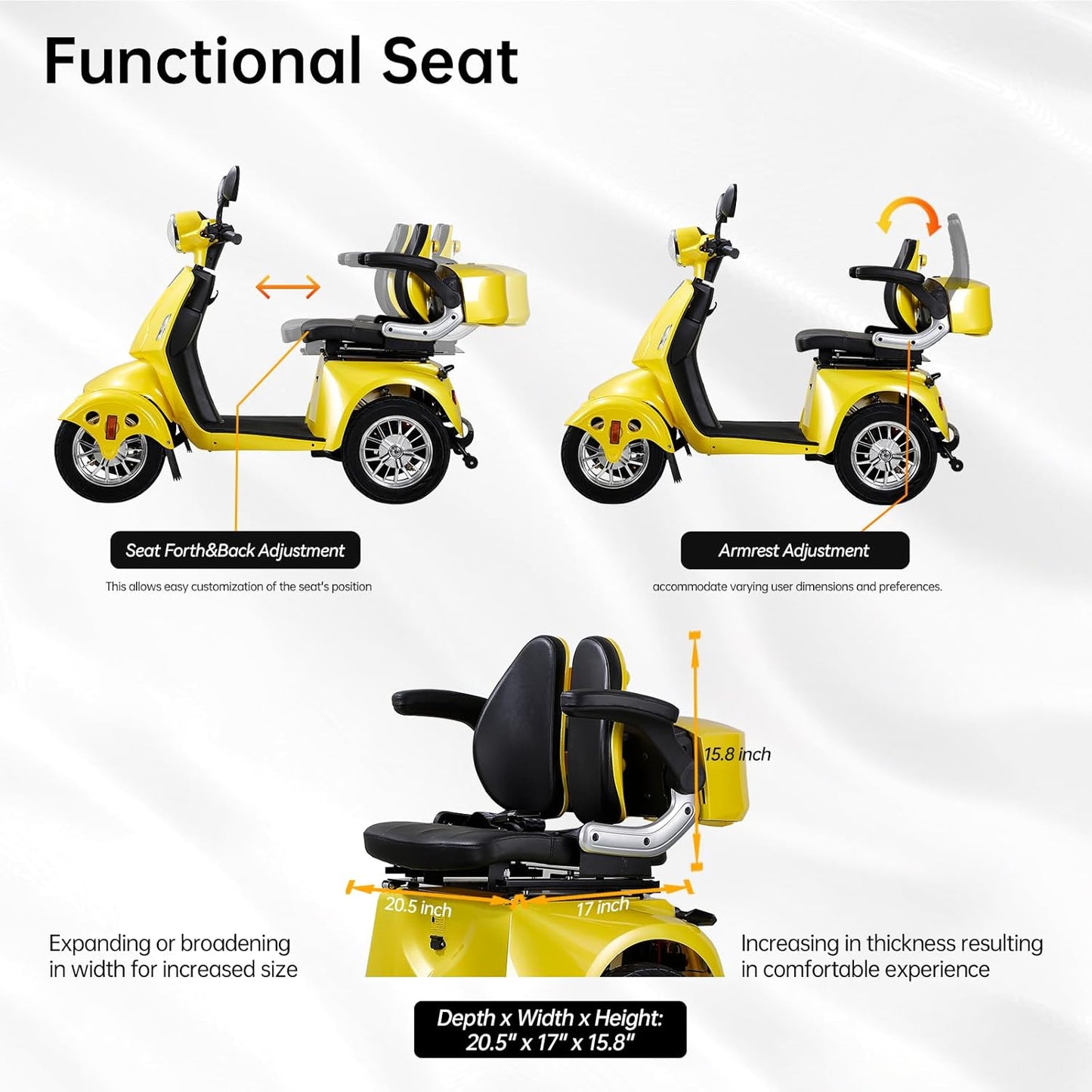 Heavy Duty 4-Wheel Mobility Scooter for Seniors, 500 lbs Capacity D992