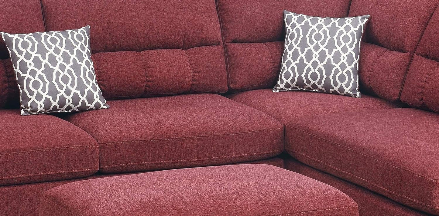 Red Velvet Sectional Sofa D28379