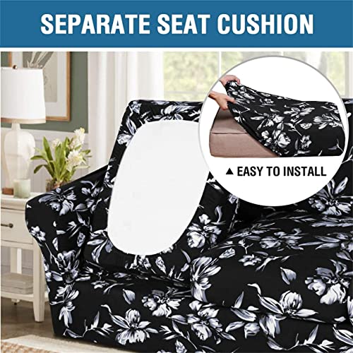 Floral Printed 3 Cushion Couch Cover with Separate Cushion Cover H264