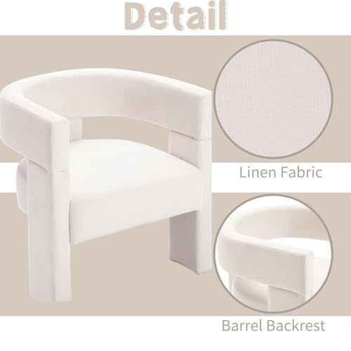 Modern Barrel Accent Chair Beige Upholstered Armchair D68949