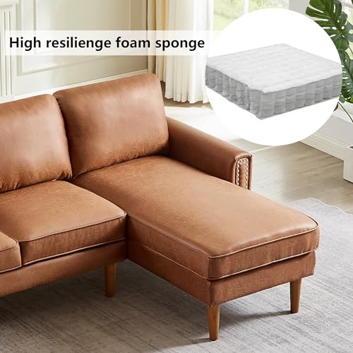Setawix Convertible Sectional Sofa with Reversible Chaise, Suede Fabric, Brown B181740