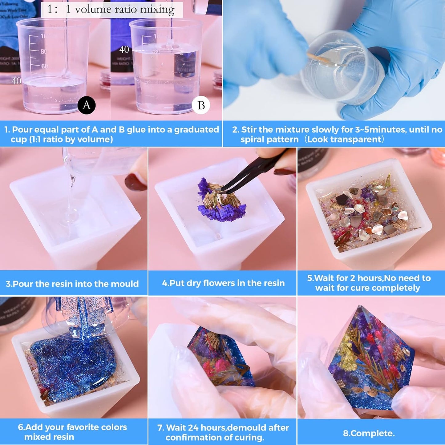 Vida Rosa Epoxy Resin Kit for Beginners with Molds, 600ml Y1915