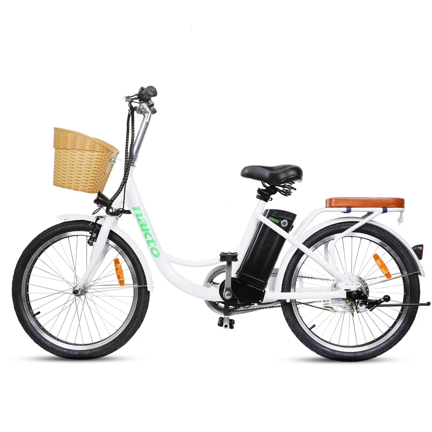 NAKTO City Electrical Bicycle for Women 22" Elegance Ebike for Adults Electric Mountain Bicycle 250 W Powerful Motor 36 V 10 Ah Lithium-Ion Battery Ride in Snow Ice, Rain, Beach, and Terrain, White