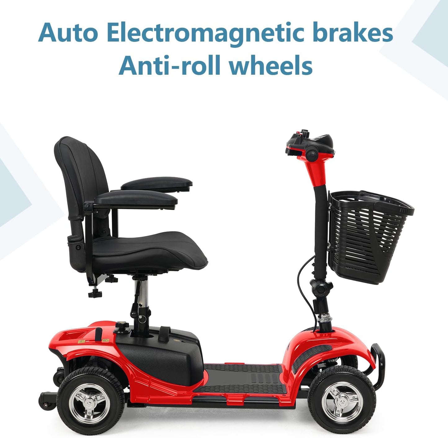 4 Wheel Mobility Scooter with Basket and Extended Battery, Red R49662