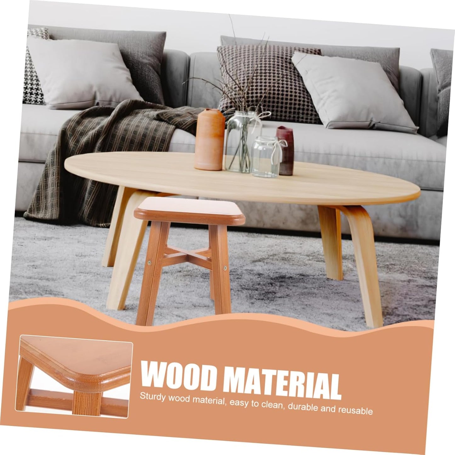 Wood Stool for Home Indoor Sitting and Stepping L447