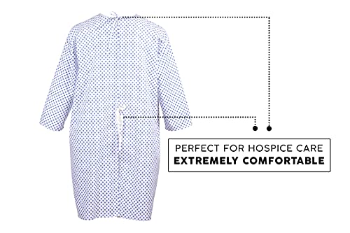 Hospital Gown 6 Pack for Women and Men, Cotton Blend, White, Fits Up to 2XL F75742