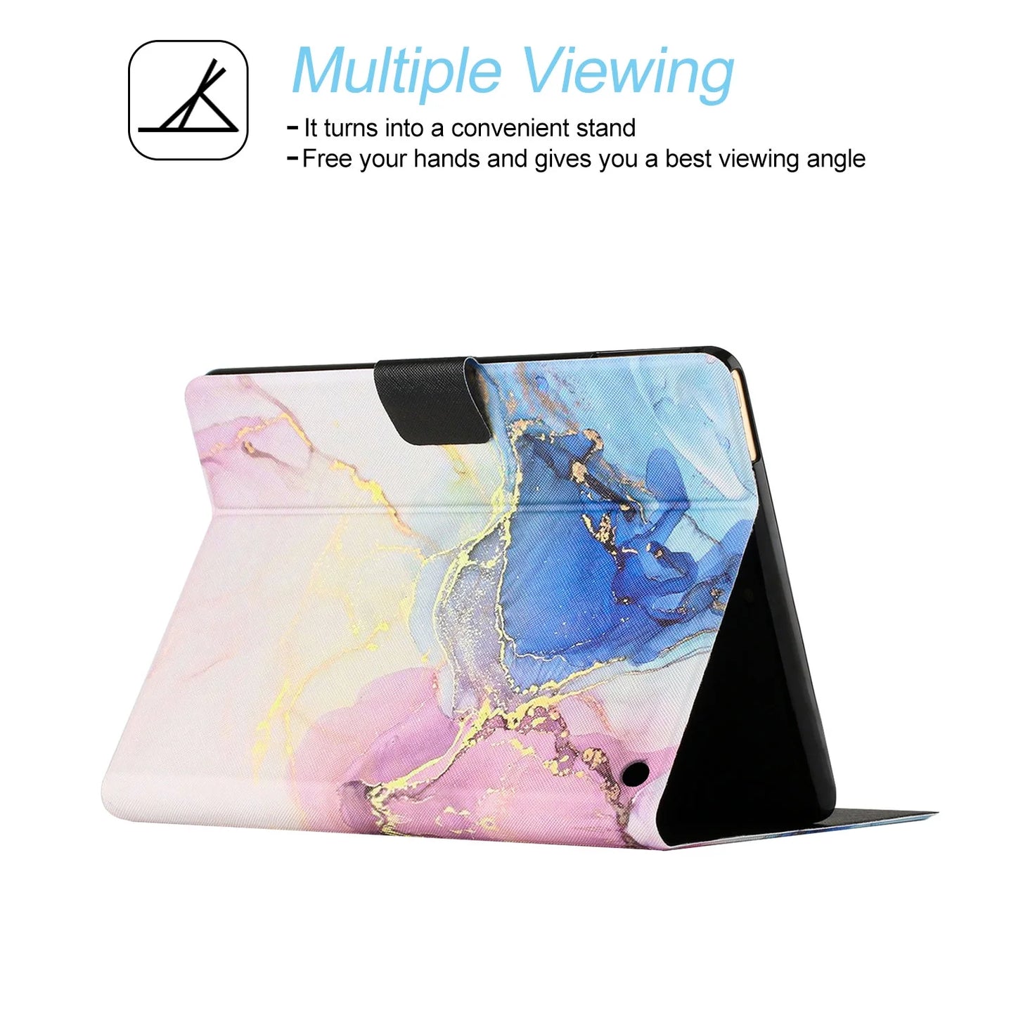 UUCOVERS Fire HD 10 Tablet Case 11th Gen 2021, PU Leather Stand Case, Marble Pink Blue W261292