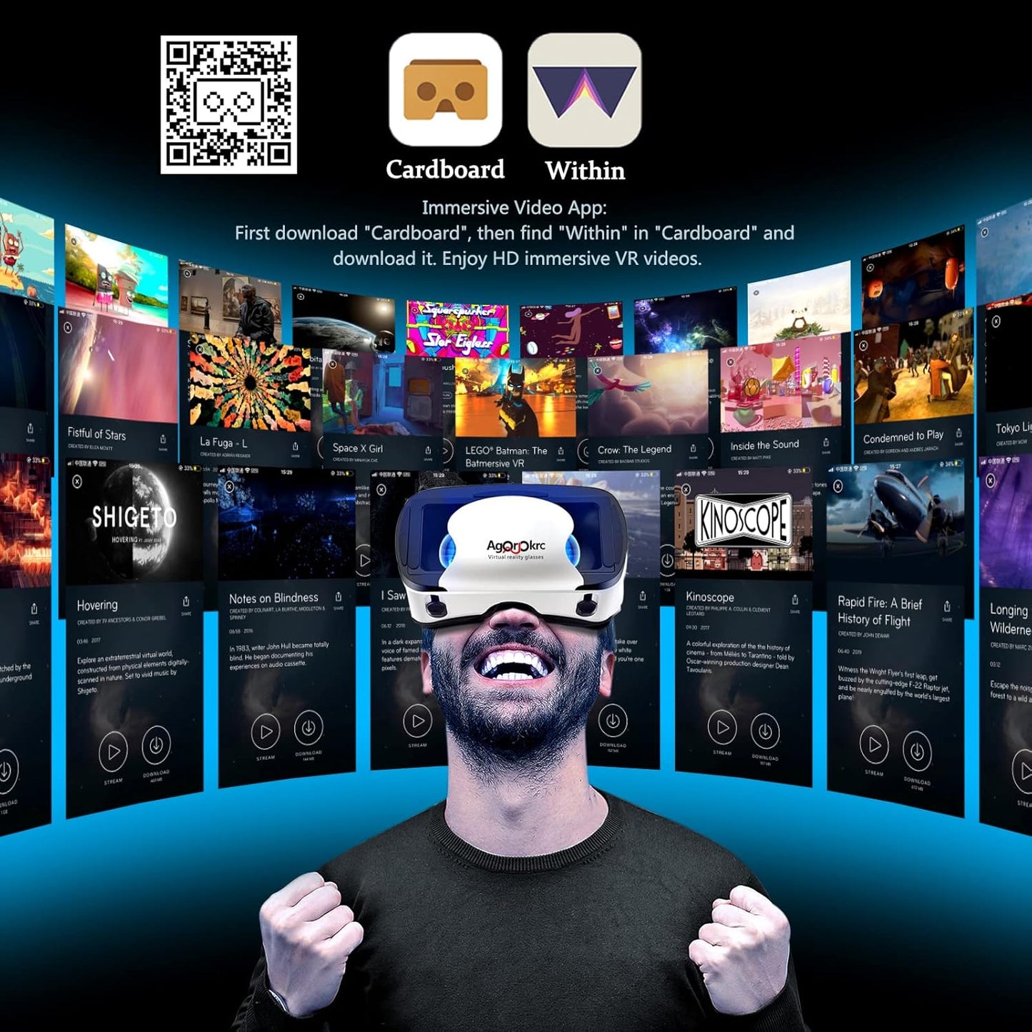 VR Headset with Controller for 5-7 Inch Phones N71359