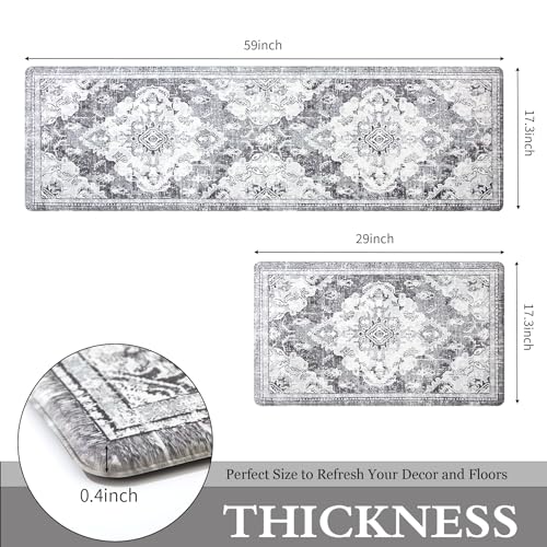 Anti Fatigue Kitchen Mats 2 Piece Set Cushioned Waterproof Non-Skid Blue Gray H53291