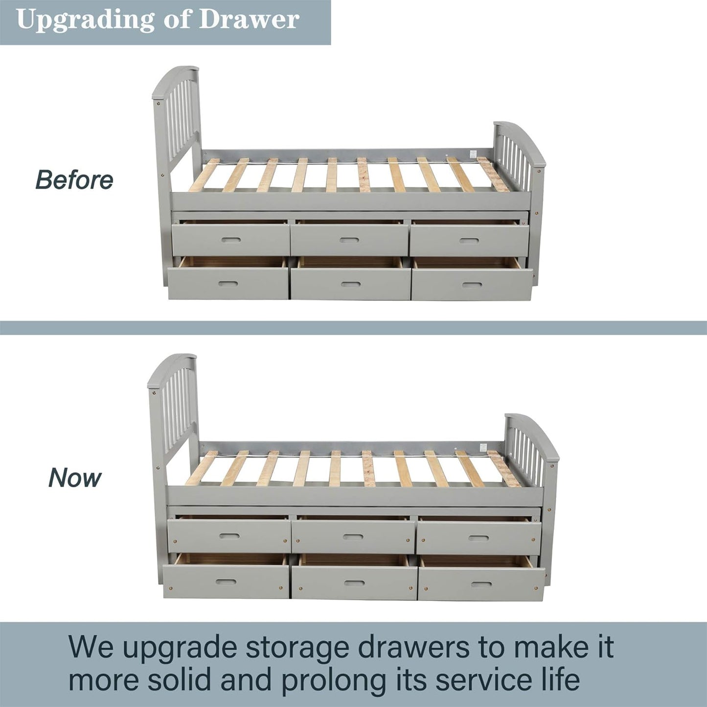 Harper & Bright Designs Twin Size Solid Wood Platform Storage Bed with 6 Drawers M555906