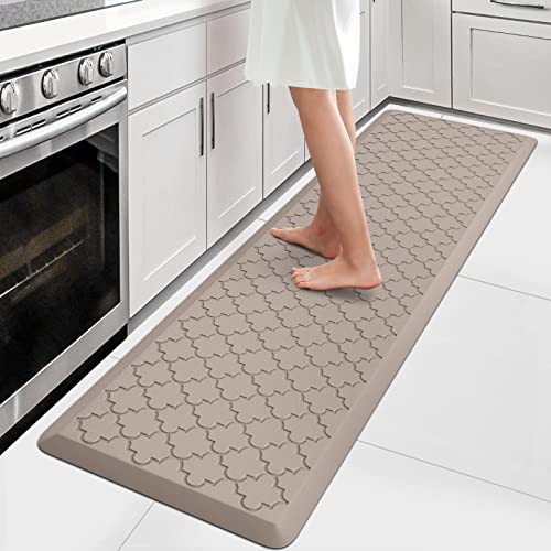 WISELIFE Kitchen Mat Cushioned Anti Fatigue Floor Mat,17.3"x39", Thick Non Slip Waterproof Kitchen Rugs and Mats,Heavy Duty Foam Standing Mat for Kitchen,Floor,Home,Office,Desk,Sink, Grey