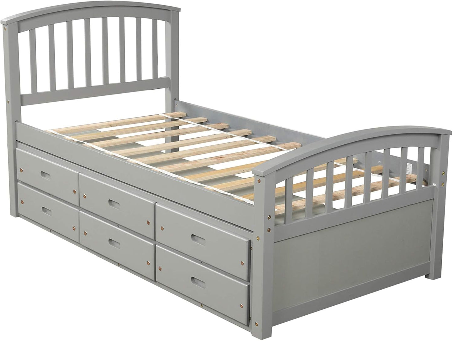Harper & Bright Designs Twin Size Solid Wood Platform Storage Bed with 6 Drawers M555906