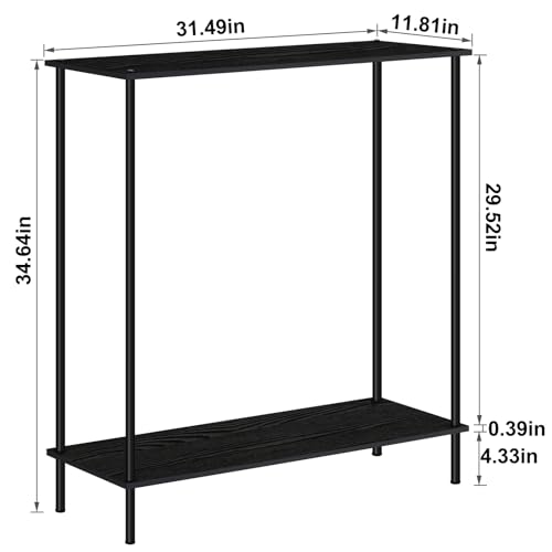 Narrow Console Table 31" Entryway Table, 2 Tier Slim Sofa Table, Brown C895