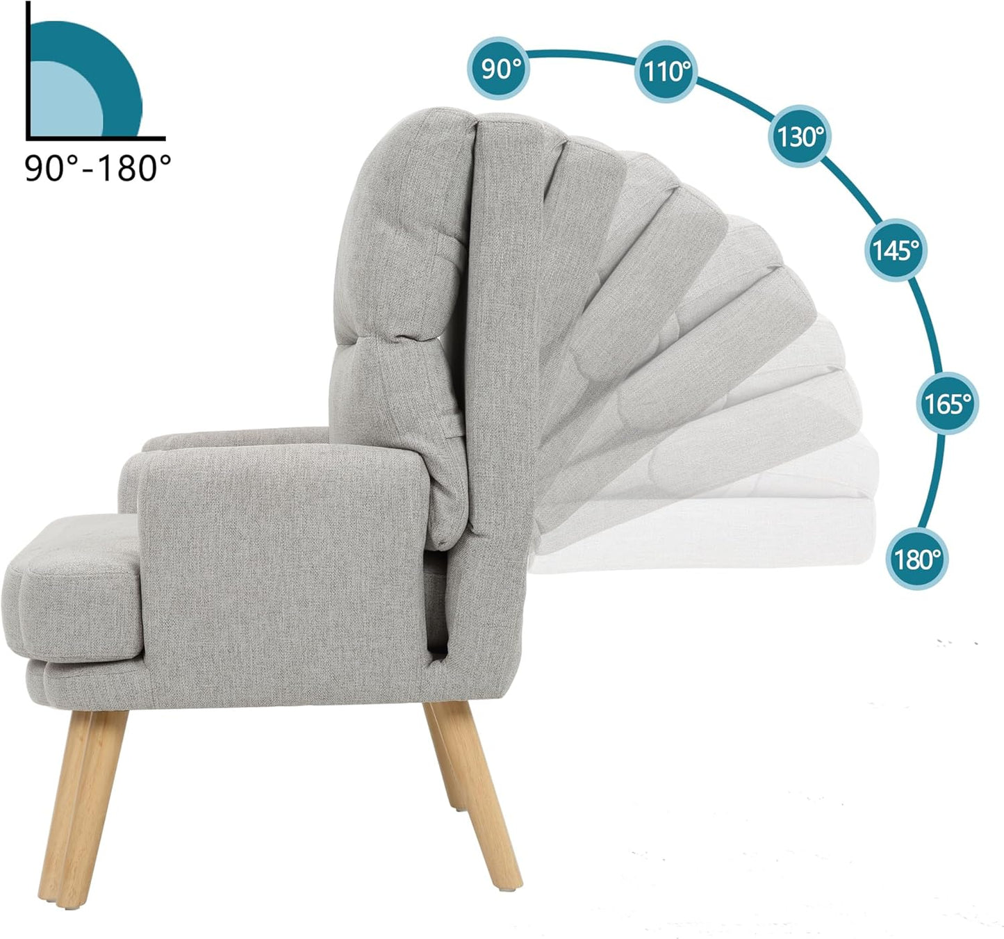ComfyCozy Decorative Chair Set with Footstool, Adjustable Backrest, Wooden Legs A252