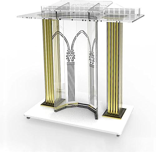 Acrylic Podium with Casters Floor Standing Golden Luxury Lectern P850