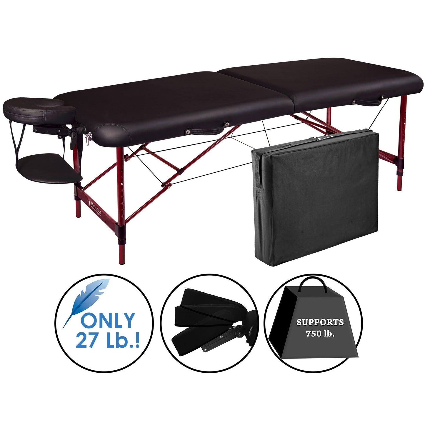 Master Massage Zephyr Lightweight Portable Table, Black D705