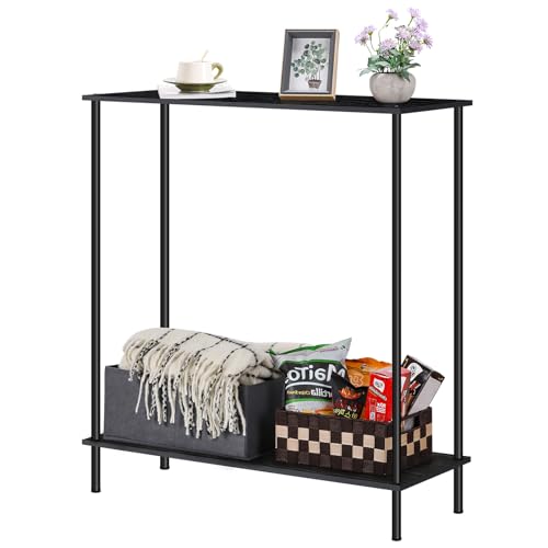 Narrow Console Table 31" Entryway Table, 2 Tier Slim Sofa Table, Brown C895