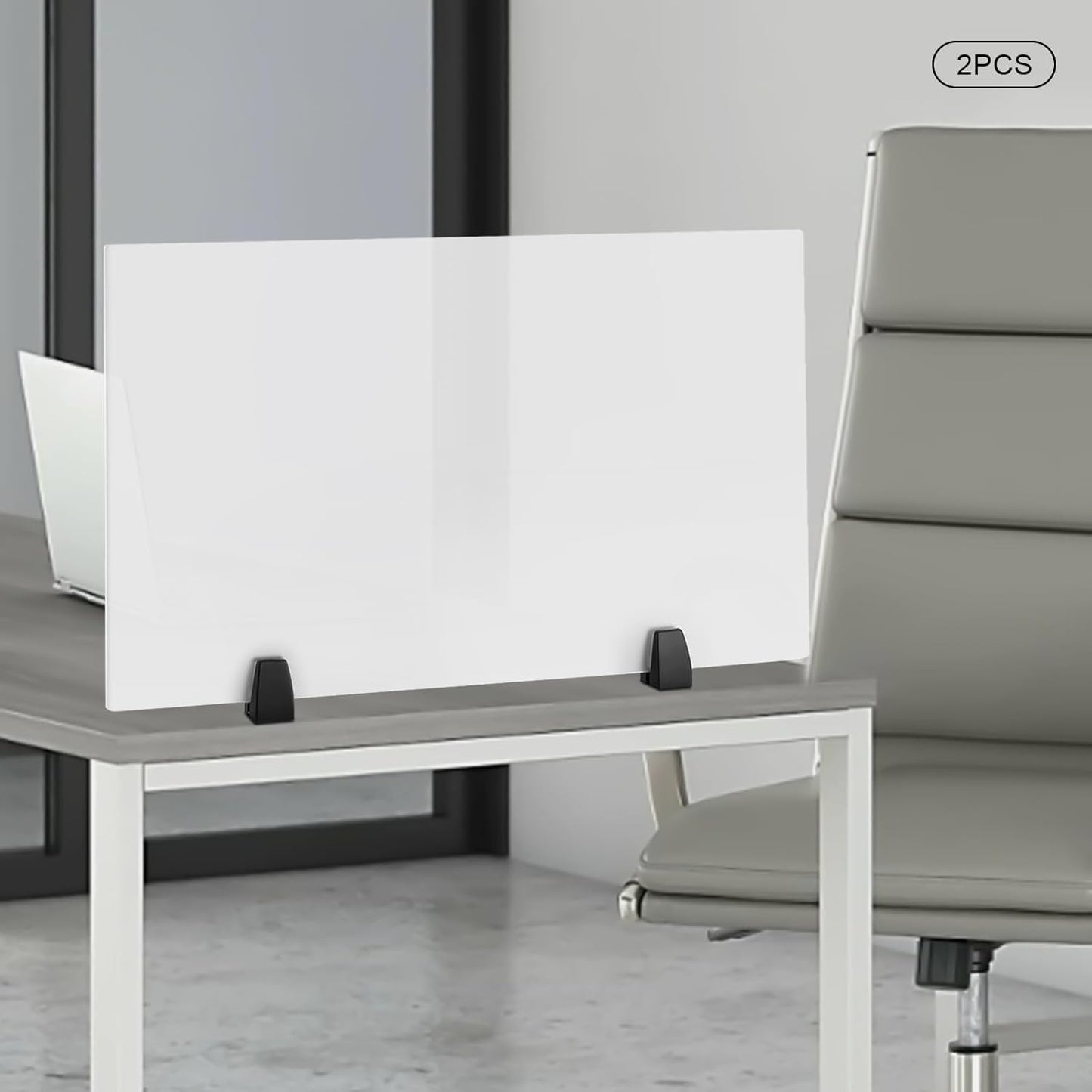 2PCS Acrylic Desk Dividers with Clamp, Dual Frosted Plexiglass Privacy Panels, 30 x 18 inch G68502